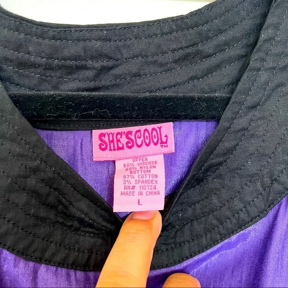 She's Cool Black and Purple Dress. Size L - Picture 3 of 4